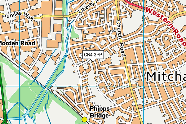 CR4 3PP map - OS VectorMap District (Ordnance Survey)