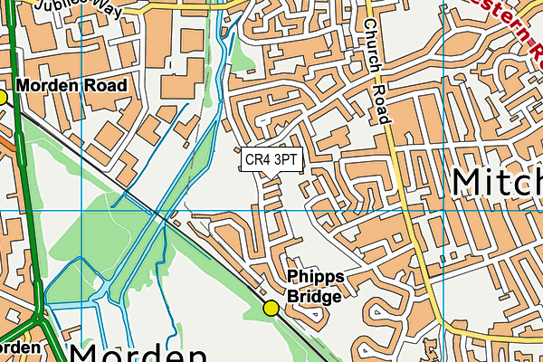CR4 3PT map - OS VectorMap District (Ordnance Survey)