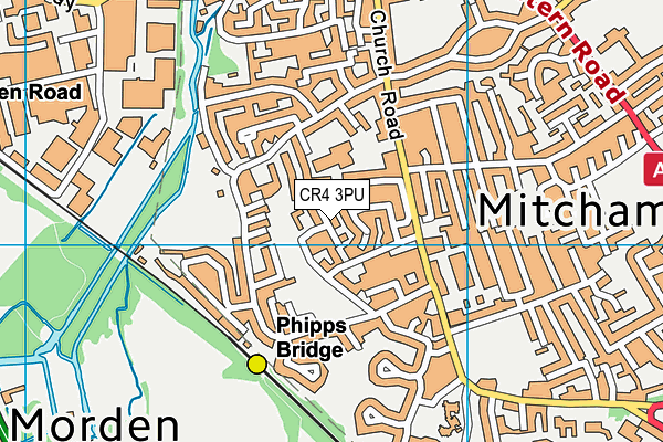 CR4 3PU map - OS VectorMap District (Ordnance Survey)