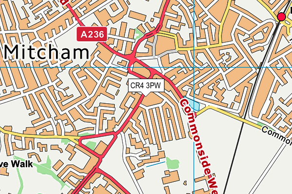 CR4 3PW map - OS VectorMap District (Ordnance Survey)