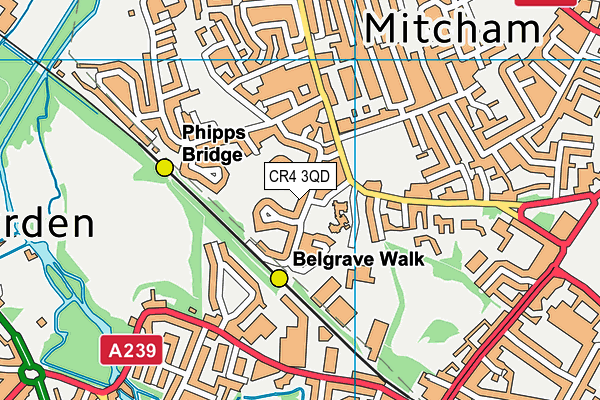 CR4 3QD map - OS VectorMap District (Ordnance Survey)