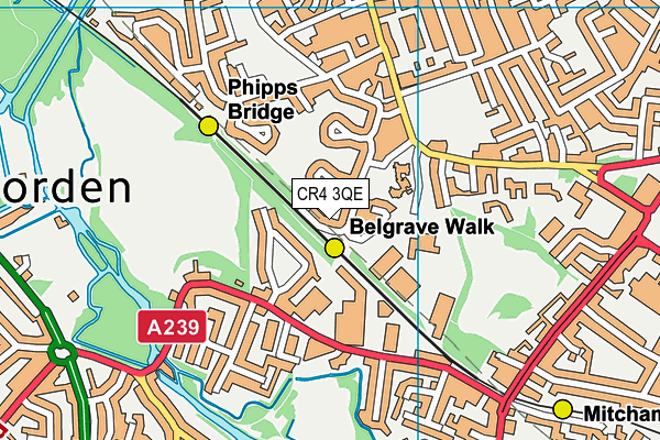 CR4 3QE map - OS VectorMap District (Ordnance Survey)