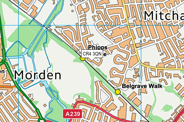 CR4 3QN map - OS VectorMap District (Ordnance Survey)