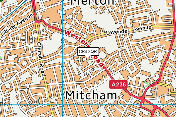 CR4 3QR map - OS VectorMap District (Ordnance Survey)