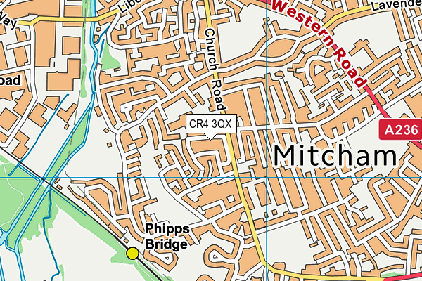 CR4 3QX map - OS VectorMap District (Ordnance Survey)