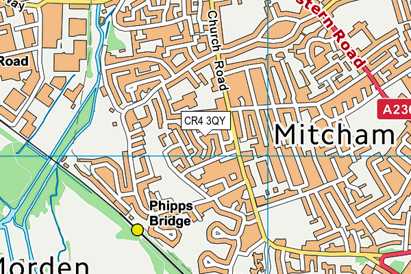 CR4 3QY map - OS VectorMap District (Ordnance Survey)