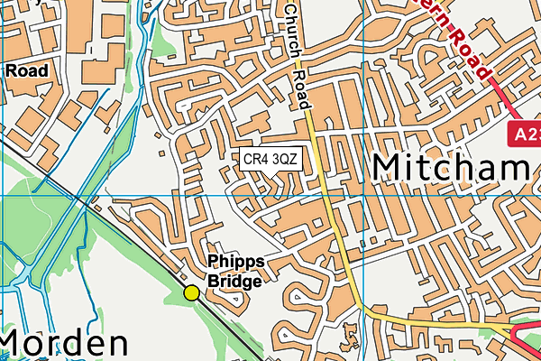 CR4 3QZ map - OS VectorMap District (Ordnance Survey)