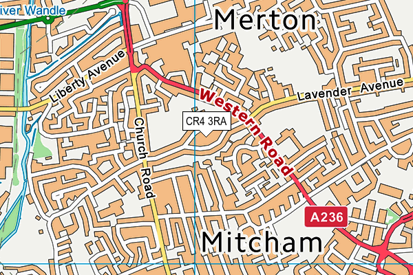 CR4 3RA map - OS VectorMap District (Ordnance Survey)