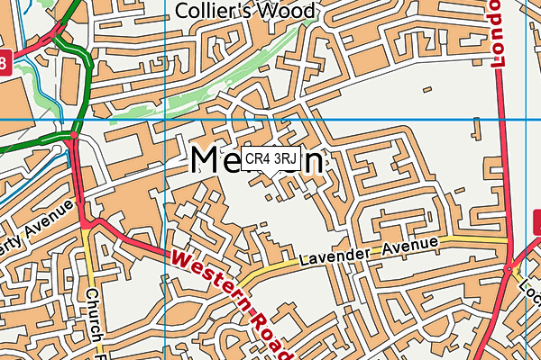 CR4 3RJ map - OS VectorMap District (Ordnance Survey)