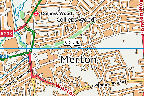 CR4 3RL map - OS VectorMap District (Ordnance Survey)