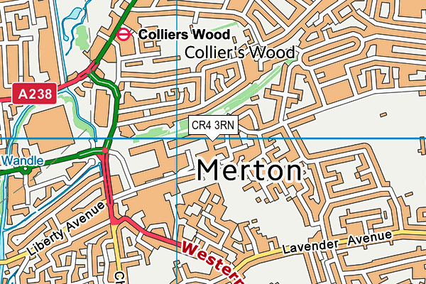 CR4 3RN map - OS VectorMap District (Ordnance Survey)