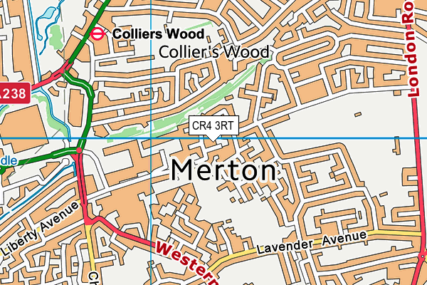 CR4 3RT map - OS VectorMap District (Ordnance Survey)