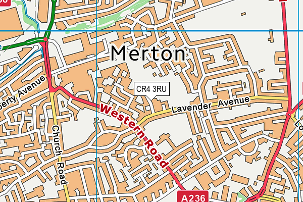 CR4 3RU map - OS VectorMap District (Ordnance Survey)