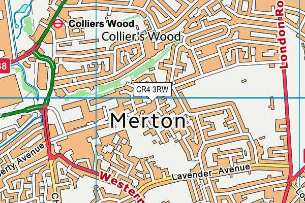 CR4 3RW map - OS VectorMap District (Ordnance Survey)