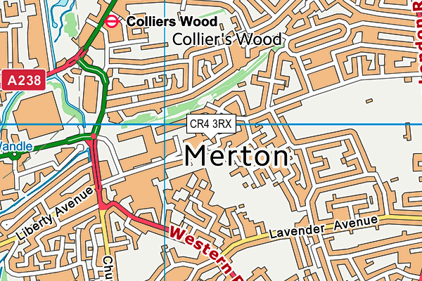 CR4 3RX map - OS VectorMap District (Ordnance Survey)