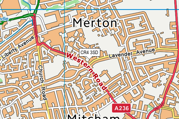 CR4 3SD map - OS VectorMap District (Ordnance Survey)