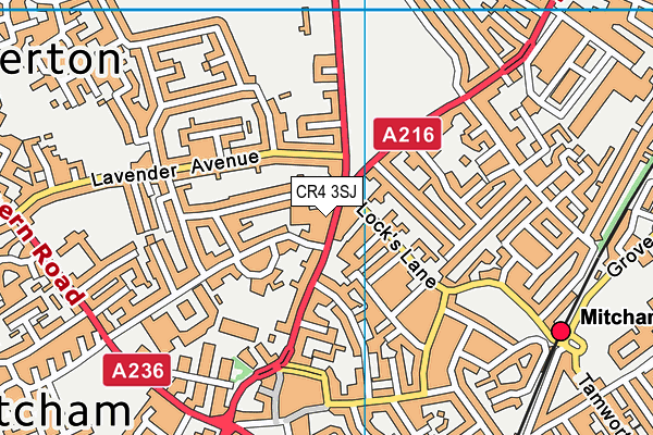 CR4 3SJ map - OS VectorMap District (Ordnance Survey)