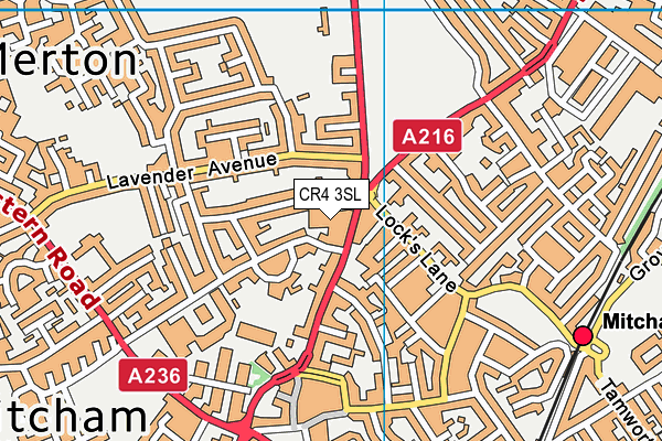 CR4 3SL map - OS VectorMap District (Ordnance Survey)