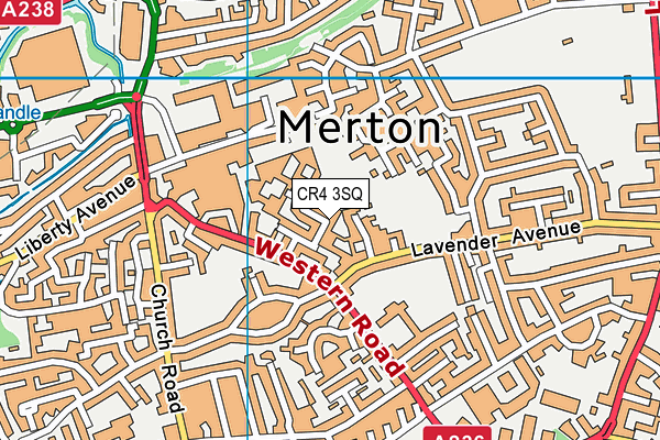 CR4 3SQ map - OS VectorMap District (Ordnance Survey)