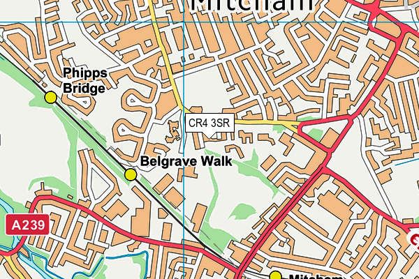 CR4 3SR map - OS VectorMap District (Ordnance Survey)