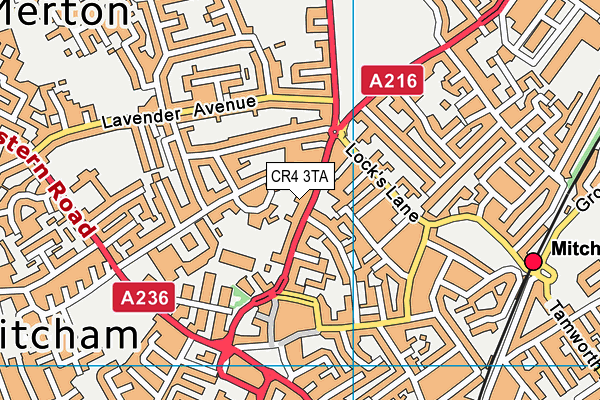 CR4 3TA map - OS VectorMap District (Ordnance Survey)