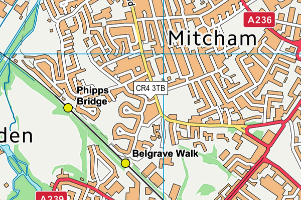 CR4 3TB map - OS VectorMap District (Ordnance Survey)