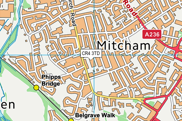 CR4 3TD map - OS VectorMap District (Ordnance Survey)