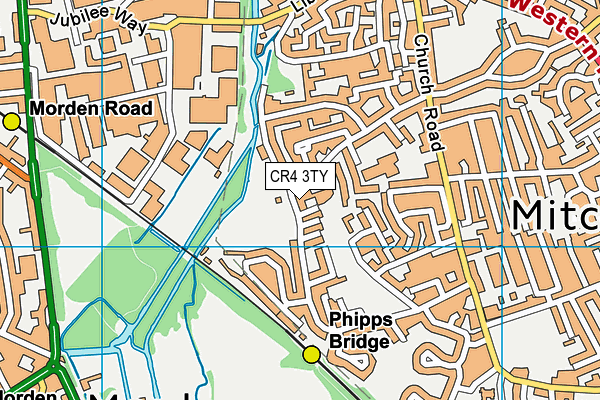 CR4 3TY map - OS VectorMap District (Ordnance Survey)