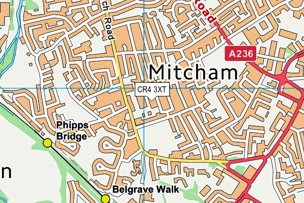 CR4 3XT map - OS VectorMap District (Ordnance Survey)