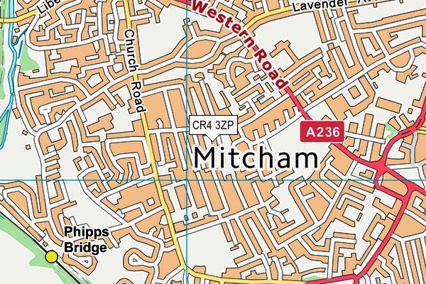 CR4 3ZP map - OS VectorMap District (Ordnance Survey)