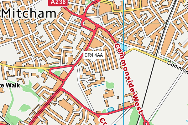 CR4 4AA map - OS VectorMap District (Ordnance Survey)