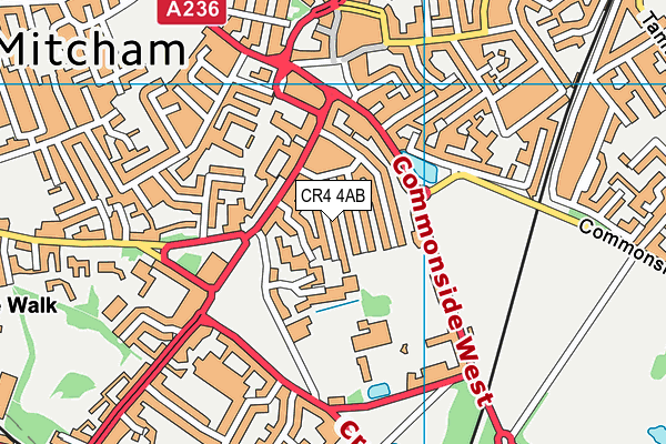 CR4 4AB map - OS VectorMap District (Ordnance Survey)