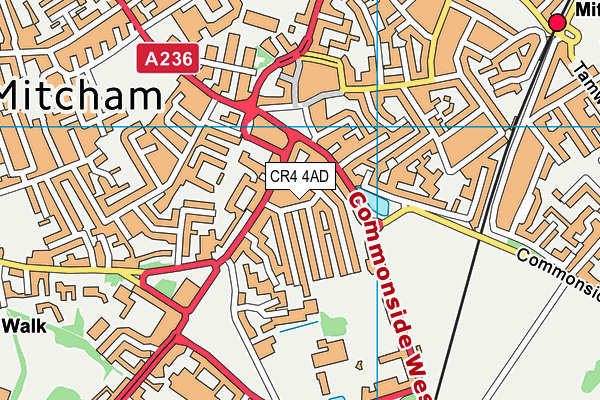 CR4 4AD map - OS VectorMap District (Ordnance Survey)