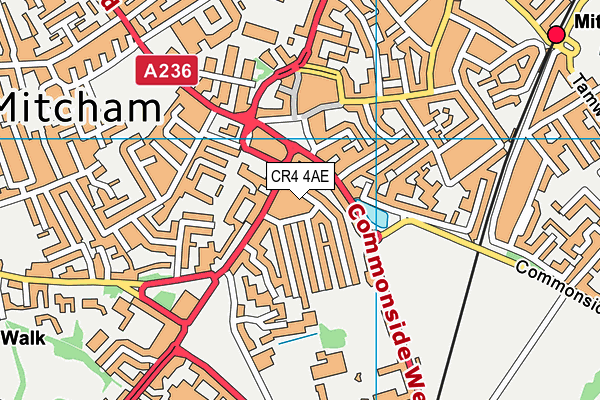 CR4 4AE map - OS VectorMap District (Ordnance Survey)