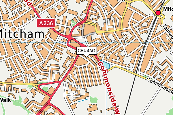 CR4 4AG map - OS VectorMap District (Ordnance Survey)