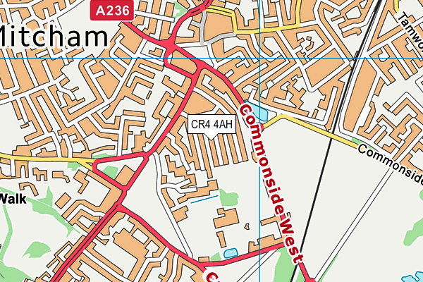 CR4 4AH map - OS VectorMap District (Ordnance Survey)