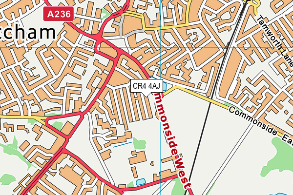 CR4 4AJ map - OS VectorMap District (Ordnance Survey)