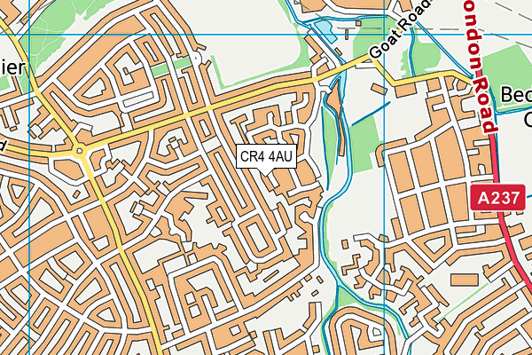 CR4 4AU map - OS VectorMap District (Ordnance Survey)