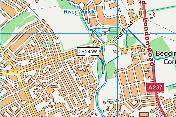 CR4 4AW map - OS VectorMap District (Ordnance Survey)