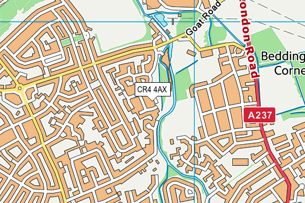 CR4 4AX map - OS VectorMap District (Ordnance Survey)