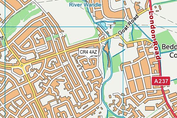 CR4 4AZ map - OS VectorMap District (Ordnance Survey)