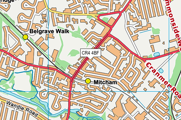 CR4 4BF map - OS VectorMap District (Ordnance Survey)