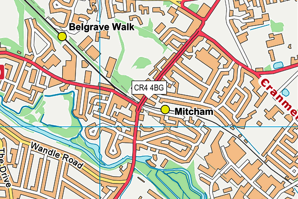 CR4 4BG map - OS VectorMap District (Ordnance Survey)