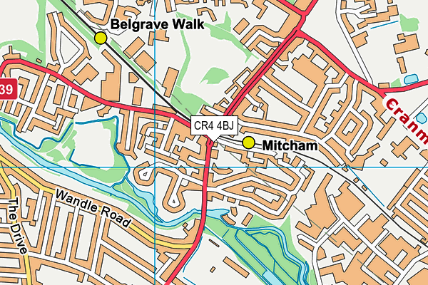 CR4 4BJ map - OS VectorMap District (Ordnance Survey)