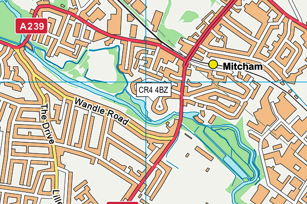 CR4 4BZ map - OS VectorMap District (Ordnance Survey)