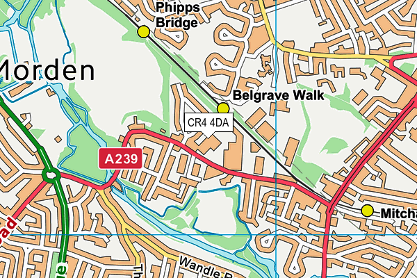 CR4 4DA map - OS VectorMap District (Ordnance Survey)