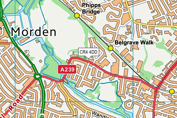 CR4 4DD map - OS VectorMap District (Ordnance Survey)