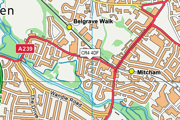 CR4 4DF map - OS VectorMap District (Ordnance Survey)