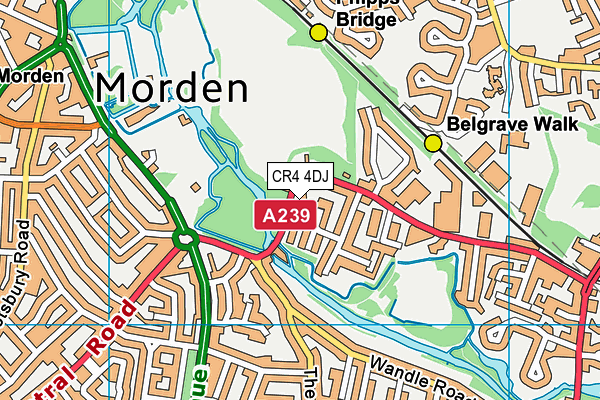 CR4 4DJ map - OS VectorMap District (Ordnance Survey)