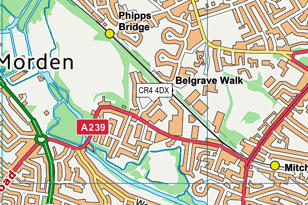 CR4 4DX map - OS VectorMap District (Ordnance Survey)